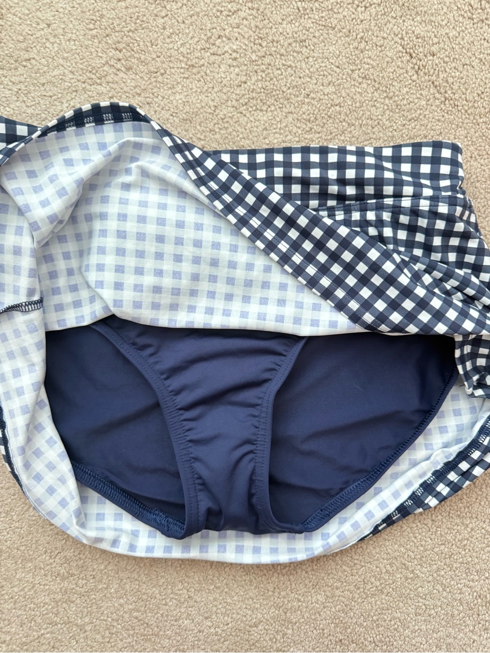 Lands end and Draper jeans, navy blue gingham swim skirt- size 2 - Picture 5 of 5